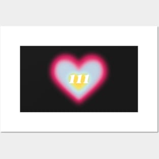 111 angel number heart aura colorful aesthetic Posters and Art